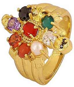 RATAN BAZAAR Navratan Tortoise Ring Natural Stone Navgrah stone 9