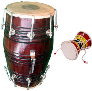 NSR Handmade Wood Dholak Indian Folk Musical Instrument Drum Nut