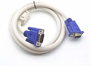 DRMS STORE 15 Pin VGA Cable Male to Male- 3 Meter VGA Compatible for Computer, Laptops, Projectors 3 m VGA Cable(Compatible with Computers, Laptops, Monitors, Projectors, White)