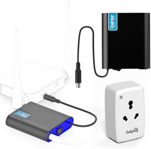 Oakter Combo Mini UPS (2 Nos.) Power Backup for WiFi Router With Smart WiFi Plug 16 Amps OakPlug Plus 1 Nos. Power Backup for Router