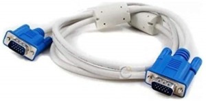 DRMS STORE 5 Meter VGA Cable 15 Pin Male to Male VGA 5 m VGA Cable(Compatible with computer, PLASMA PROJECTOR, LED , LCD, White)