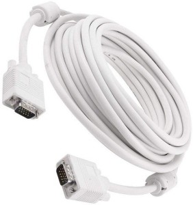 JAMUS 10-Meter VGA to VGA Converter Adapter Cable (White) 10 m VGA Cable(Compatible with computer, White, One Cable)