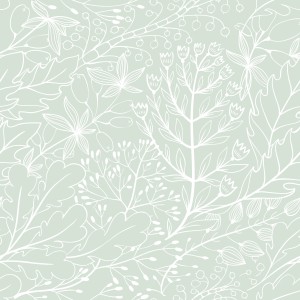 White and Green Vintage Floral Wallpaper Customised  lifencolors