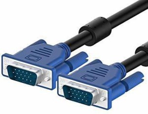 DRMS STORE 1.5 Meter VGA Cable Black Male to Male - 1.5M 1.5 m VGA Cable(Compatible with computer, laptop, plasma projector, LED,LCD, Black, Blue)