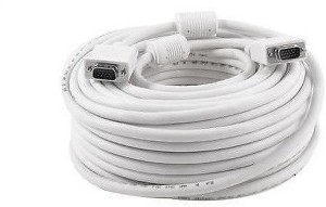 DRMS STORE 15 Meter VGA Cable 15 Pin Male to Male VGA- White 15 m VGA Cable(Compatible with computer, laptop, projector, LED,LCD, White)