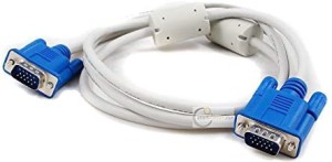 swaggers 1.5 Meter VGA Cable 15 Pin Male to Male VGA- White 1.5 m VGA Cable(Compatible with Computers, Laptops, Monitors, Projectors, LED, LCD, White)