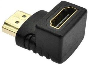 JAMUS Gold Plated HDMI Male to Female Converter Connector Adapter 90 Degree L Shape for HDTV, Plasma TV, LED, LCD Etc – Black 0.1 m HDMI Cable(Compatible with computer, Black, One Cable)