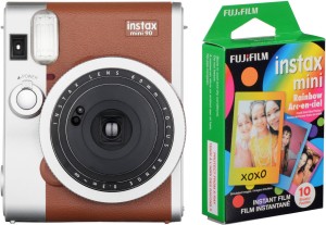 FUJIFILM Instax mini Mini 90 with 10x1 Rainbow film Pack Instant Camera(Brown)