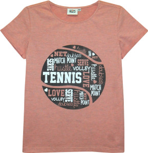 Abstract Mood Girls Printed T Shirt Orange Best Price In India