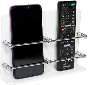 LICHEE Acrylic Mobile Double Stand Mobile Stand Dual Phone Charging Holder TV AC Remote Stand for Home Office Bedroom Hotel Wall Multipurpose Mobile Stand Mobile Holder
