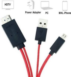 POSTERITY MHL Cable (MHL Supports Deviecs,white Sync and Charge Cable) 2 m HDMI Cable (Compatible with MHL Supports Deviecs, White) 2 m HDMI Cable(Compatible with MHL Supports Deviecs, Red, One Cable)