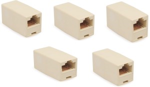 Jaskul RJ45 Female to Female (LAN) Network Cable Jointer Coupler Adapter Connector Pack of 5 Lan Adapter(1000 Mbps)