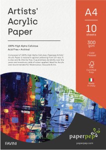 Paper Pep Artists' Acrylic Paint Paper Unruled A4 300 gsm  Acrylic Paper - Acrylic Paper