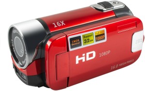 Arise B2GB Full HD 1080P 2.7 Inch 270 Degree Rotation LCD 16X Digital Zoom Camcorder with A Batteries(Black) Camcorder(Red)