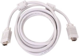 Generix 5 Meter VGA Male To Male 15 PIN Cable Premium Quality For Computer 5 m VGA Cable(Compatible with Computer Monitor, Projector, PC, TV Etc., White, One Cable)