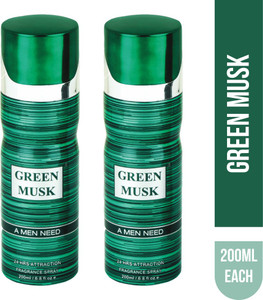 RAMCO Green Musk Deodorant Body Spray 200ML Each Pack of 2