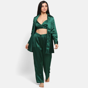 Green satin hotsell pyjama set