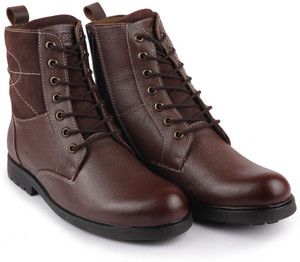 FAUSTO Leather Lace Up High Top Boots For Men Buy FAUSTO Leather