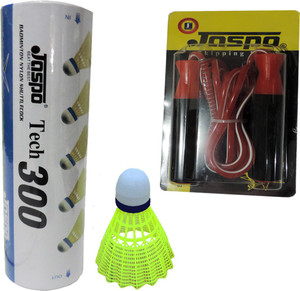 Jaspo plastic shuttle and skipping rope combo Badminton Kit
