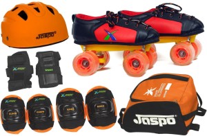 jaspo zoom pro shoe skates combo foot length 23.5 cms size : 3 uk ( age group 9-10 years) skating kit