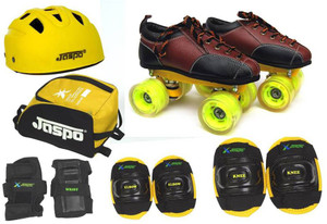 jaspo whoosh pro shoe skates combo foot length 23.5 cms size : 3 uk ( age group 9-10 years) skating kit