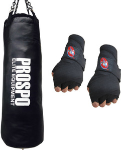 Prospo Unfilled(3 feet) Extra Tough Punching bag With Hand Wrap Boxing Kit