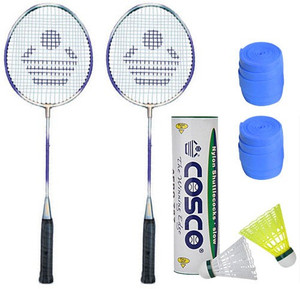 Cosco 2 Cb 120 Racket With Aero 727 Nylon Shutttlecock And 2 Grip Badminton Kit