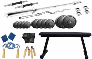 Protoner 50 Kgs & Flat Bench Gym & Fitness Kit