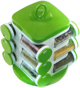 dk-eSTOR dk-eSTORE 12 Pcs Transparent Rotating Rack Storage With Stand Organizer Safe & Fresh Masala Box Plastic Kitchen Rack