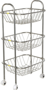 SHREE SINGHAL Three shelves Stainless Steel Kitchen Trolley