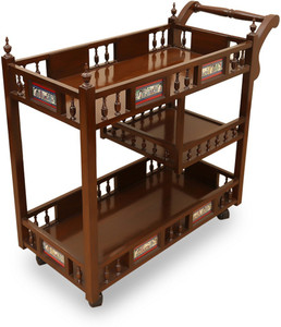 ExclusiveLane Teak Wood Wooden Kitchen Trolley