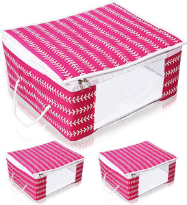 ARVANA Cotton Saree Covers for Wardrobe Organiser Saree Storage Bags For Closet Organizer Lehenga Cover For sarees Lehenga Clothing Storage holder Gifts Organizers Set Of 3 SCBPPO3 Price in India