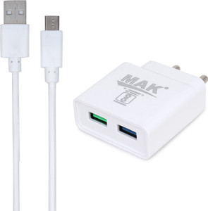 MAK Qualcomm 3.0 3.1 A Multiport Mobile MK-475 3.1A Charger for Data and High Speed Charging (3 USB Port) Charger with Detachable Cable