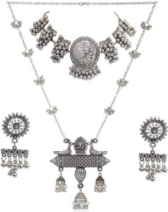 Zooniv Oxidised Silver Silver Silver Jewellery Set Price in India