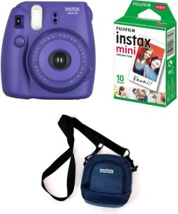 FUJIFILM Instax Mini Mini 8 Grape Instant Film Camera with10x1 film and Pouch Instant Camera(Purple)