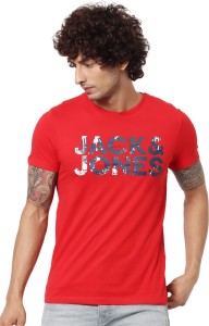 JACK & JONES Printed Men Neck Red T-Shirt - Buy JACK & JONES Printed Men Round Neck Red T-Shirt Online at Best Prices in | Flipkart.com