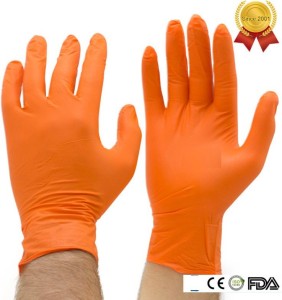 Orange store nitrile gloves