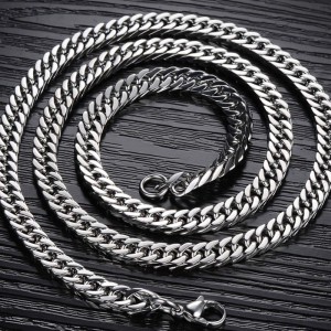 vien MEN STEEL CHAIN HIGH POLISHED GOOD COLOUR QUALITY Sterling Silver Plated Steel Chain