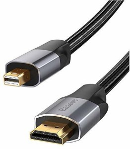 Baseus Mini Display Port to 4K HDMI Cable (Enjoyment Series - Mini DP to HDMI 1M) 1 m Aluminium HDMI Cable(Compatible with TV, Laptop, Camera, Computer, Dark Grey, Black, One Cable)