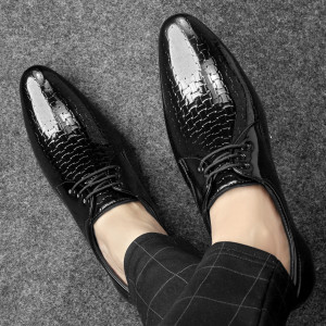 Lutton Men s Formal shoes Black Color With Laces Corporate Casuals