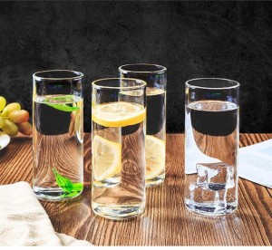 RIAVI ENTERPRISE (Pack of 6) Crystal Cut Water Glasses - 300 ml Set of 6  Transparent Long Glass, Highball Glasses, Juice Glass