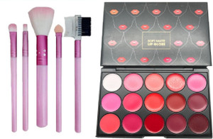 THTC Best 15 multi color lipstick plate with makeup brush set Price in India Buy THTC Best 15 multi color lipstick plate with makeup brush set online at Flipkart