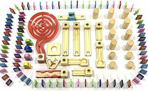 Quercetti Wooden Marble Domino Run Race Track Building Blocks Toy