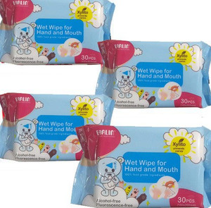 FARLIN Wet Wipes for Hand and Mouth 28 pcs pack COMBO PACK OF 4
