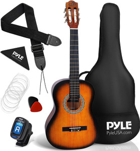 PYLE Beginner 36 Classical Acoustic Guitar 3 4 Junior Size 6 String Linden Wood Guitar w Gig Bag Tuner Nylon Strings Picks Strap for Beginners Adults PGACLS82SUN Sun Burst Acoustic Guitar Basswood