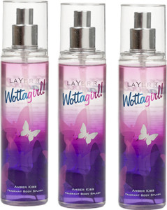 LAYER R Wottagirl Amber Kiss Perfume Body Spray Pack of 3 Combo 135ML each Perfume Body Spray For Women Price in India Buy LAYER R Wottagirl