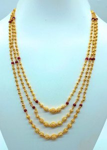 SHRINATHJI IMITATION NEW GOLD PLATED RUBY STONE 3 LAYER DESIGNER