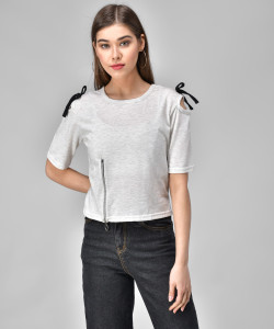 raabta Casual Self Design Women White Top Buy raabta Casual Self