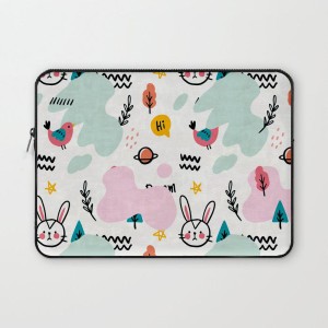 Crazy Corner Multicolor Bunny Printed 14 Inch Laptop Sleeve/Laptop Case Cover with Shockproof & Waterproof Linen On All Inner Sides (Made of Canvas with Ultra HD Print) - Gift for Men/Women Waterproof Laptop Sleeve/Cover