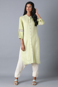 W Women Solid Frontslit Kurta